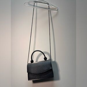 La Regale Elegant Silver Clutch Crossbody Bag